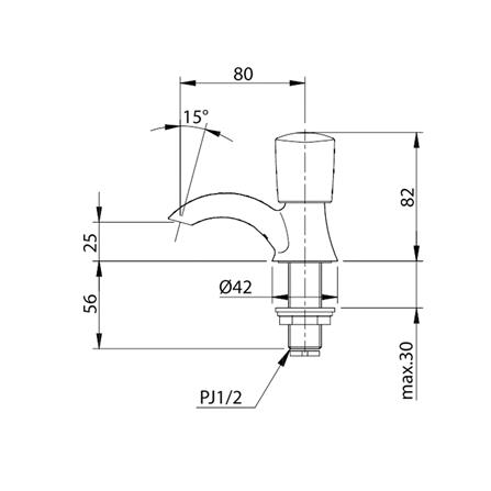 ก๊อกอ่างล้างหน้าเดี่ยว TOTO TX129LR สีโครม_1
