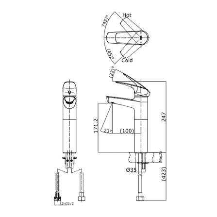 ก๊อกอ่างล้างหน้าผสม TOTO TTLC301FVK-1 สีโครม_1