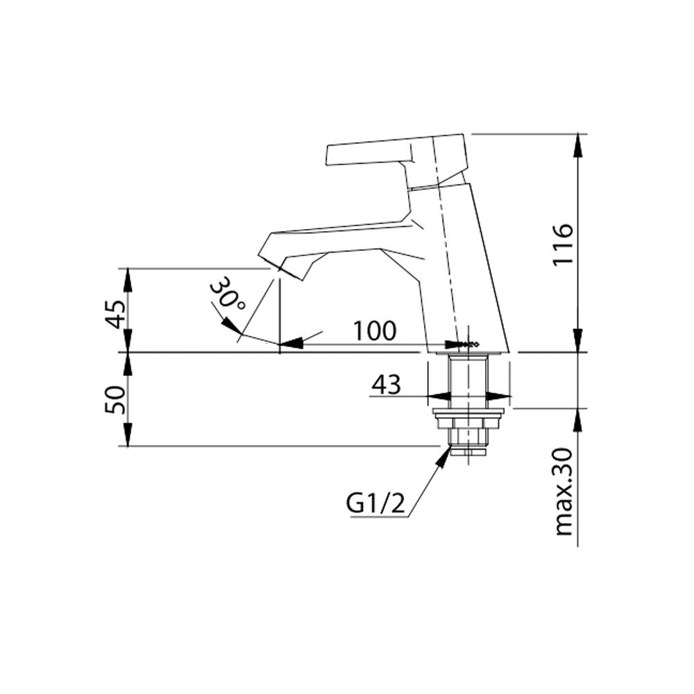 ก๊อกอ่างล้างหน้าเดี่ยว TOTO TX109LPR สีโครม