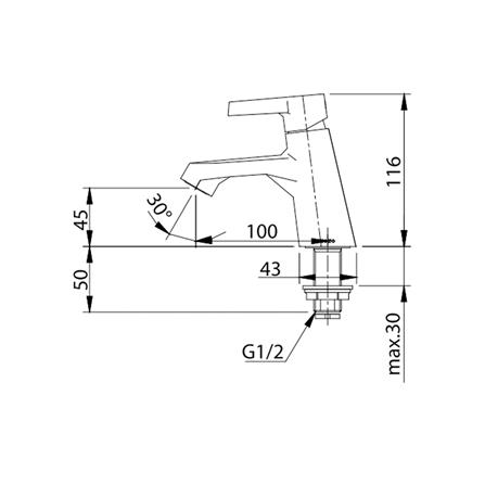 ก๊อกอ่างล้างหน้าเดี่ยว TOTO TX109LPR สีโครม_1