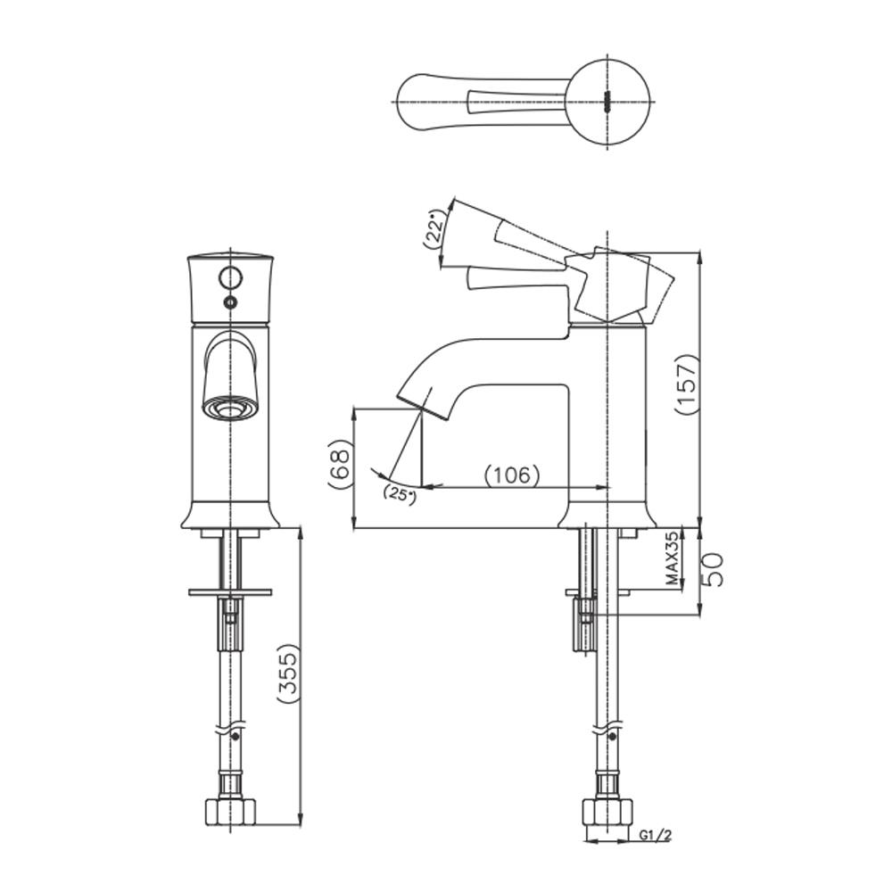 ก๊อกอ่างล้างหน้าเดี่ยว TOTO TLS02102T สีโครม