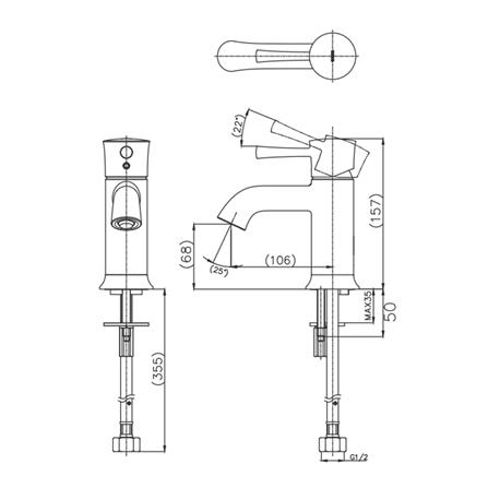 ก๊อกอ่างล้างหน้าเดี่ยว TOTO TLS02102T สีโครม_1