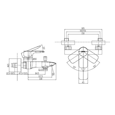 ก๊อกผสมอ่างอาบ TOTO TBG04302T สีโครม_1