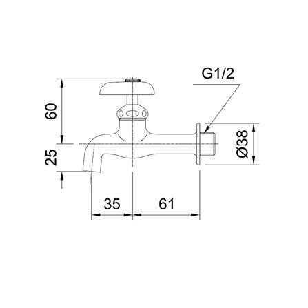 ก๊อกล้างพื้น 1 ทาง TOTO T23B13 สีโครม_1