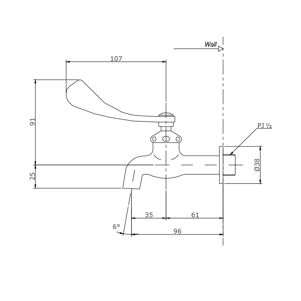 ก๊อกล้างพื้น 1 ทาง TOTO T23BQ13N สีโครม