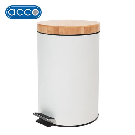 ถังขยะเหยียบกลมฝาไม้ ACCO SYLVAN 12 ลิตร สีขาว