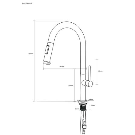 ก๊อกซิงค์เดี่ยวเคาน์เตอร์ RASLAND RA A124-A786 สีโครม_4