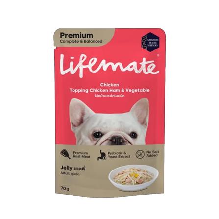 อาหารเปียกสุนัข LIFEMATE CHICKEN TOP CHICKEN HAM VEGETABLE IN JELLY 70 ก._0