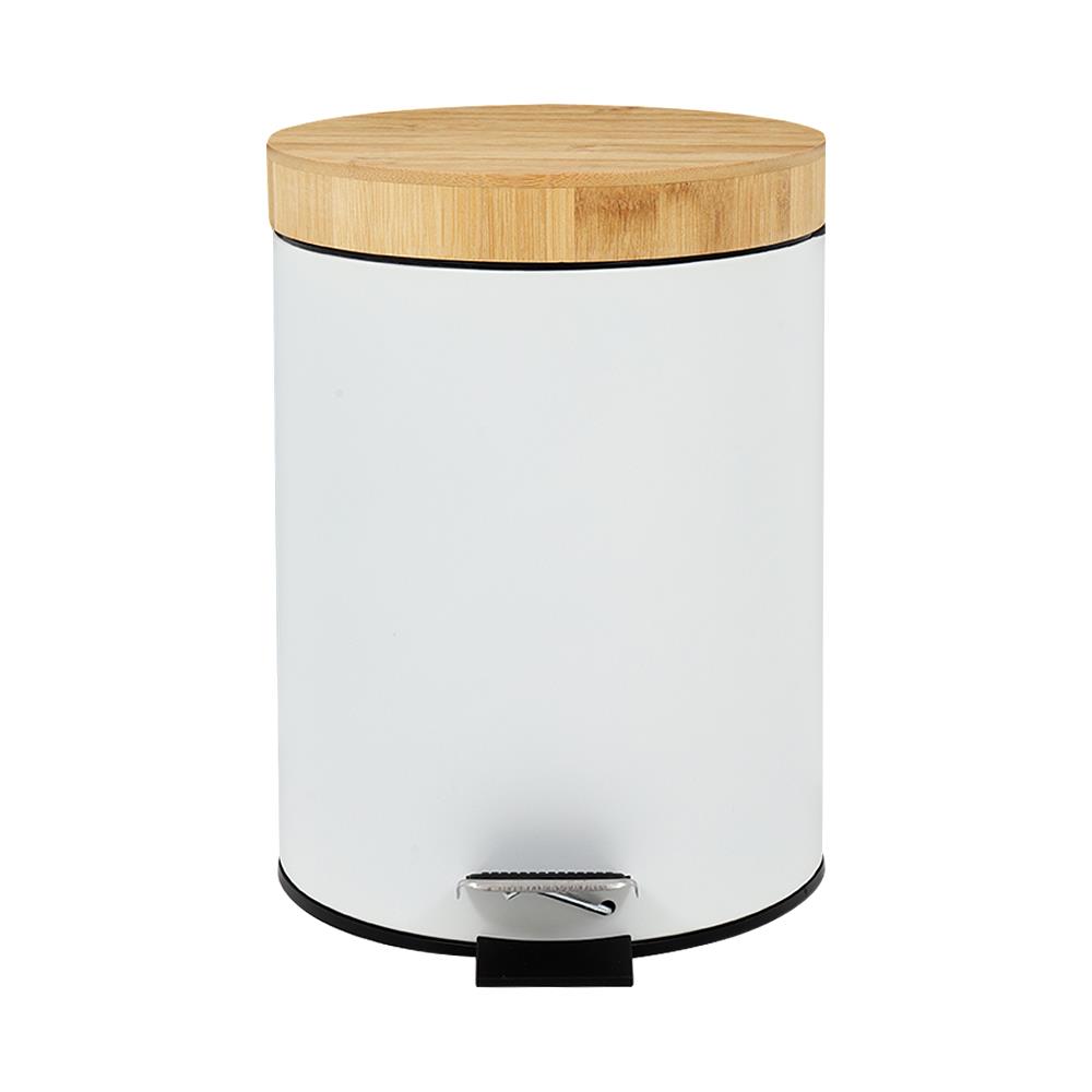 ถังขยะเหยียบกลมฝาไม้ ACCO SYLVAN 5 ลิตร สีขาว