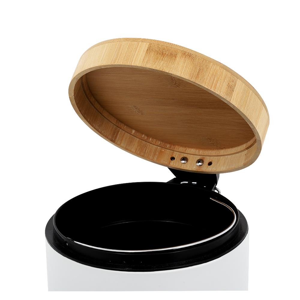 ถังขยะเหยียบกลมฝาไม้ ACCO SYLVAN 5 ลิตร สีขาว