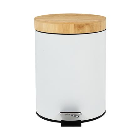 ถังขยะเหยียบกลมฝาไม้ ACCO SYLVAN 5 ลิตร สีขาว_2