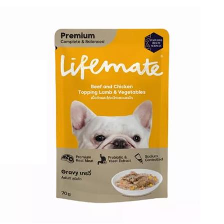 อาหารเปียกสุนัข LIFEMATE BEEF AND CHICKEN TOP LAMB VEGETABLE IN GRAVY 70 ก._0