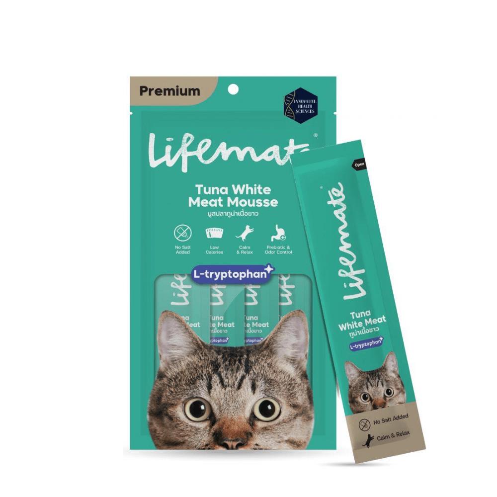 ขนมแมวเลีย LIFEMATE TUNA WHITE MEAT MOUSSE&nbsp;L-TRYPTOPHAN 48 ก.