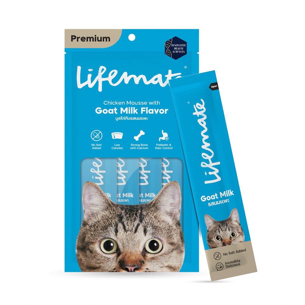 ขนมแมวเลีย LIFEMATE CHICKEN MOUSSE GOAT MILK 48 ก.