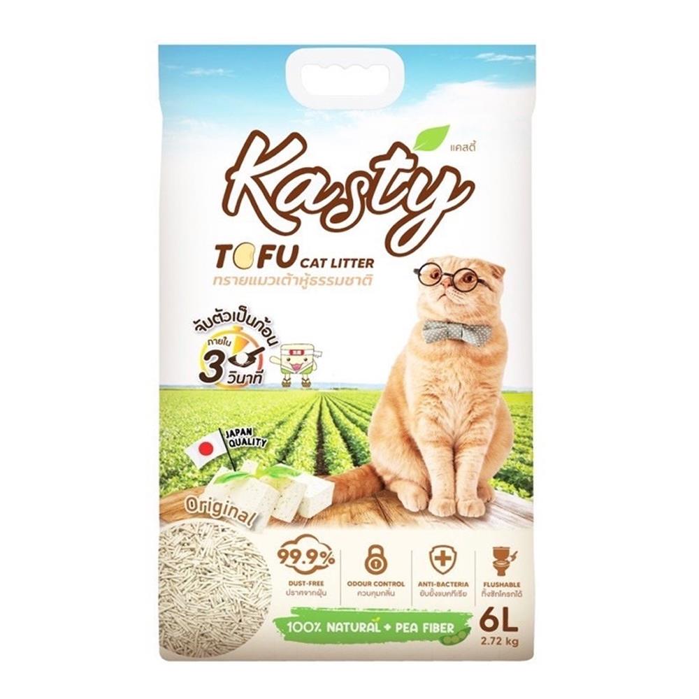 ทรายแมวเต้าหู้ KASTY TOFU CAT LITTER FLAKES 6 ลิตร