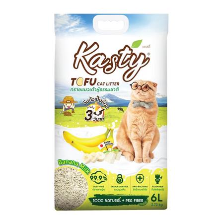 ทรายแมวเต้าหู้ KASTY TOFU CAT LITTER กลิ่นนมกล้วย 6 ลิตร