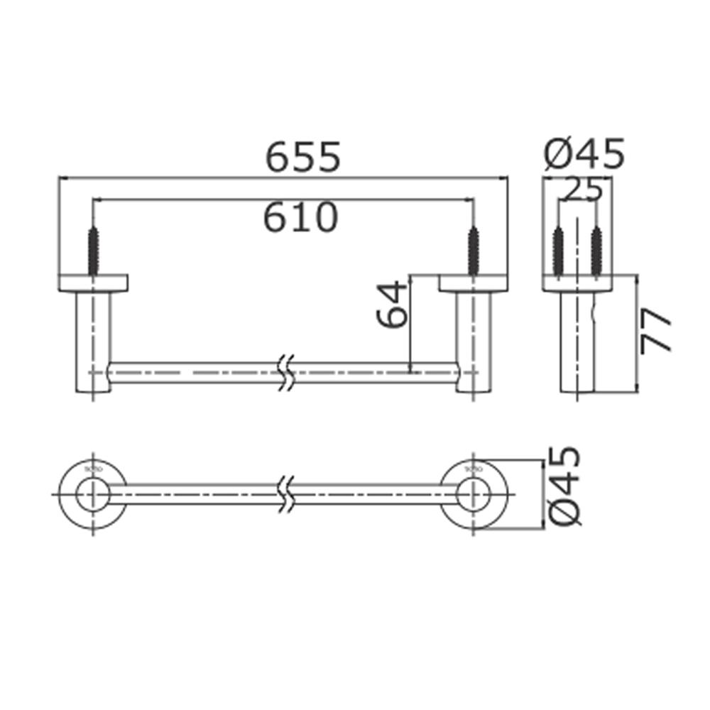 ราวแขวนผ้า TOTO TTAR708K สีโครม