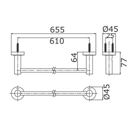 ราวแขวนผ้า TOTO TTAR708K สีโครม_1