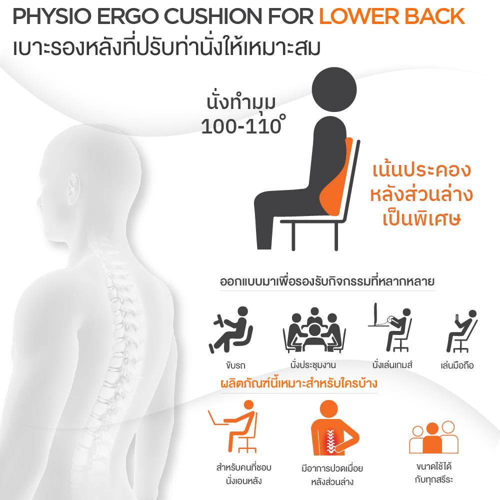 เบาะรองหลัง ERGOTREND 17.6X14 นิ้ว สีเทา