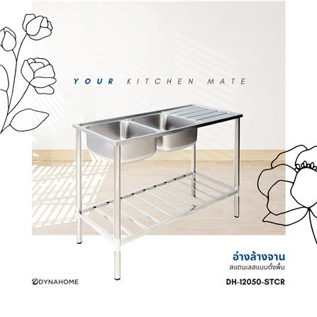 ซิงค์ขาตั้ง 2 หลุม 1 ที่พัก DYNA HOME DH-12050-STCR สีเงิน_2