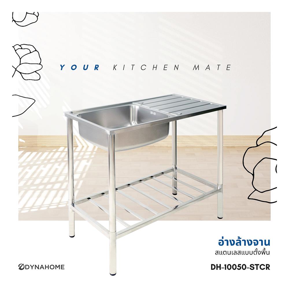 ซิงค์ขาตั้ง 1 หลุม 1 ที่พัก DYNA HOME DH-10050-STCR สีเงิน