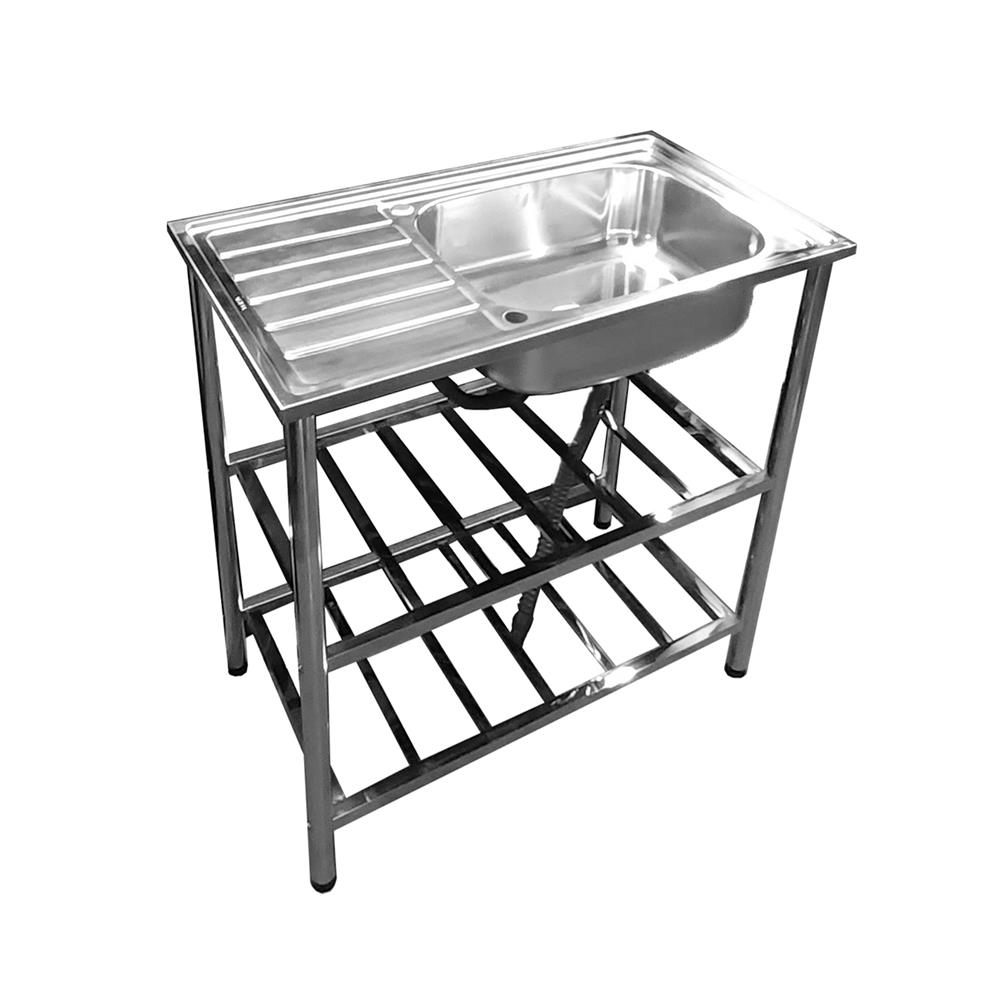 ซิงค์ขาตั้ง 1 หลุม 1 ที่พัก LINEA AJ 1B1D สีเงิน