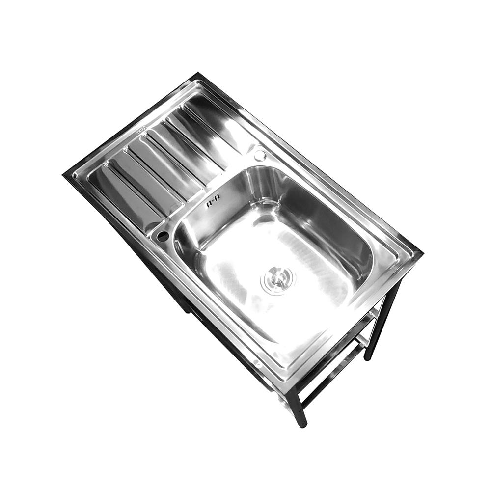 ซิงค์ขาตั้ง 1 หลุม 1 ที่พัก LINEA AJ 1B1D สีเงิน