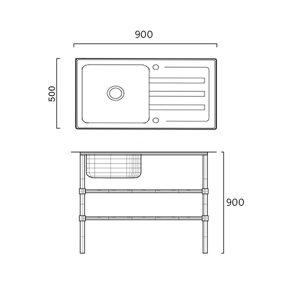 ซิงค์ขาตั้ง 1 หลุม 1 ที่พัก LINEA AJ 1B1D สีเงิน