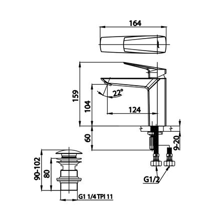 ก๊อกอ่างล้างหน้าผสม COTTO CT2321A สีโครม_1