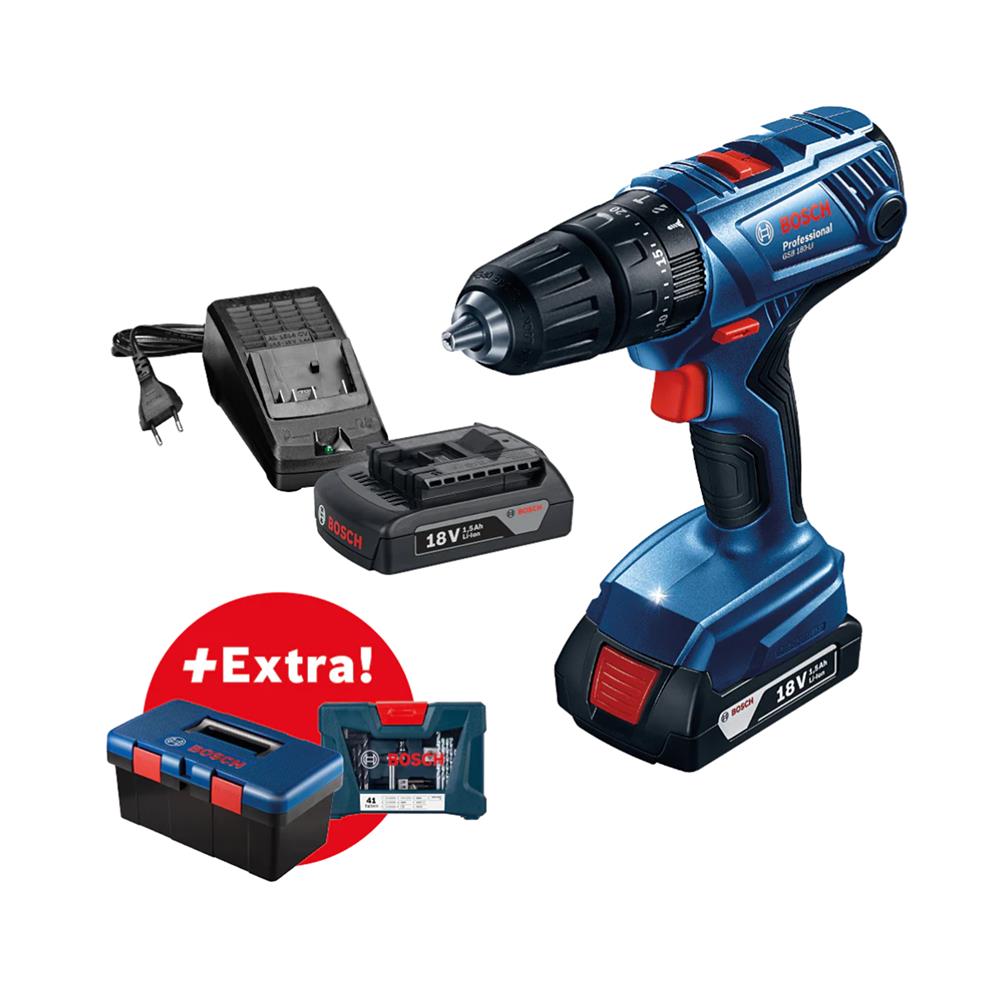 ชุดสว่านกระแทกไร้สายพร้อมอุปกรณ์ (พร้อมแบตเตอรี่) BOSCH GSB180-LI 18 โวลต์