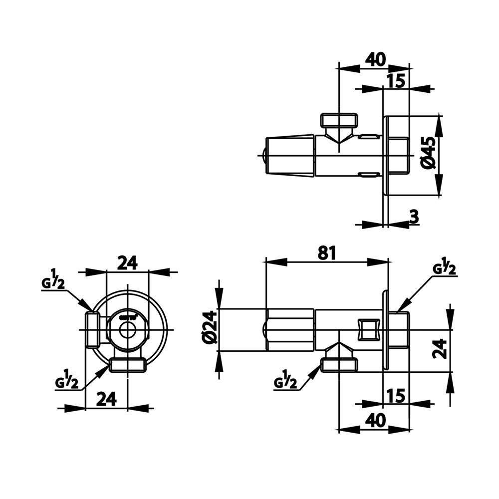 สต๊อปวาล์ว 2 ทาง COTTO CT1053NBL(HM) สีดำ