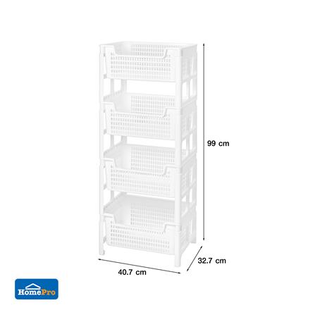 ชั้นวางของ 4 ชั้น STACKO PURE 40.7x32.7x99 ซม. สีขาว_7