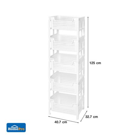 ชั้นวางของ 5 ชั้น STACKO PURE 40.7x32.7x125 ซม. สีขาว_8
