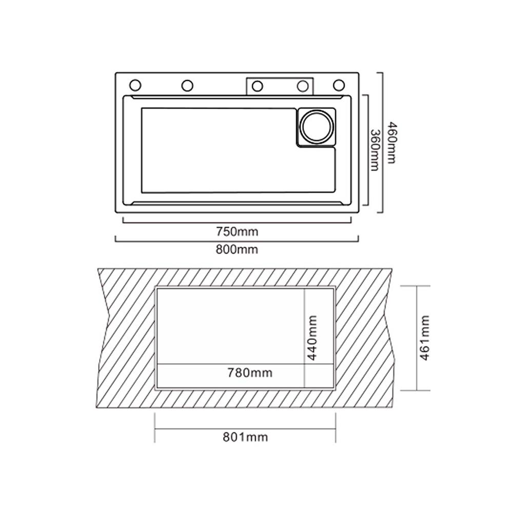 ซิงค์ฝัง 1 หลุม TEKA TQ80 BLACK-PVD W/OVF สีดำ