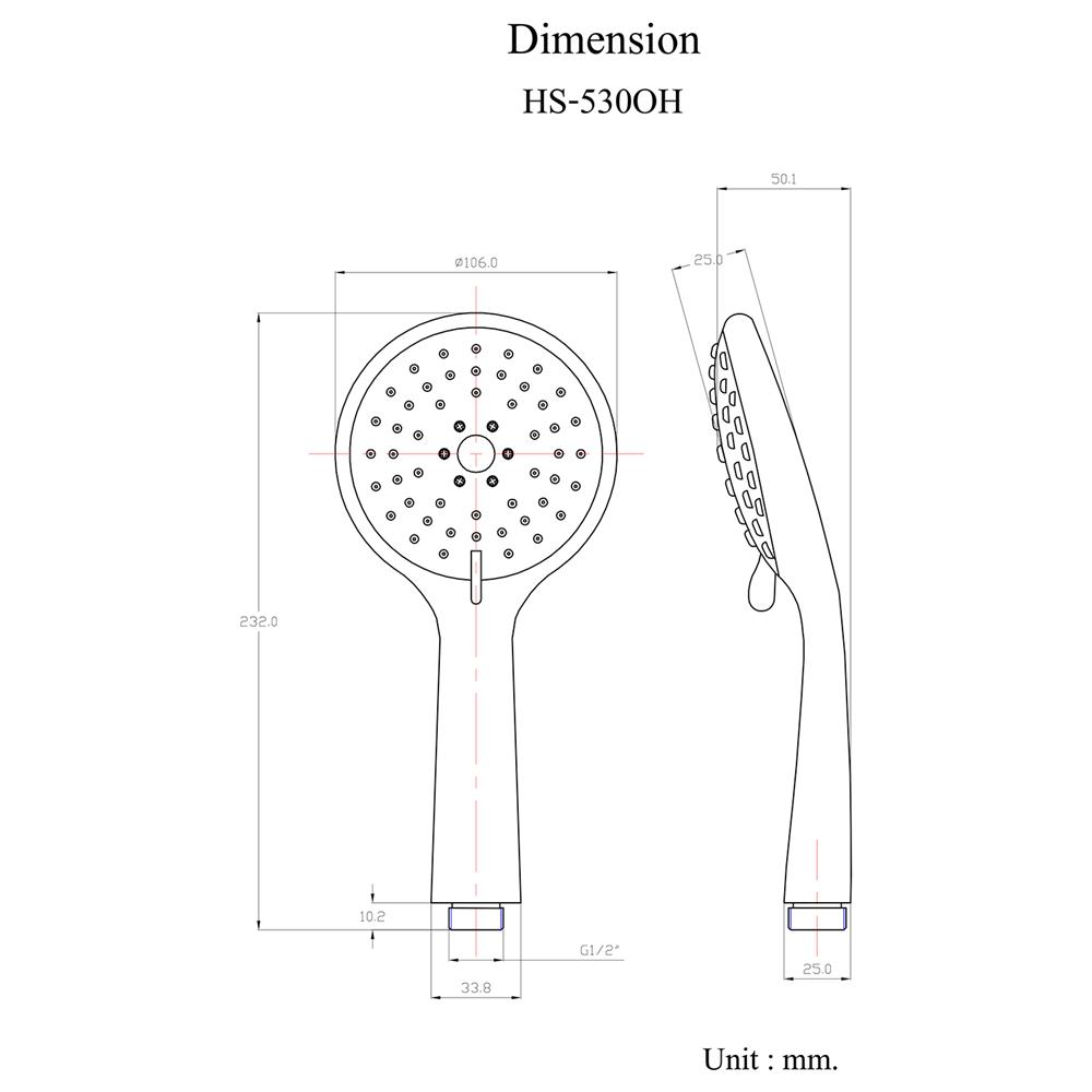 หัวฝักบัวสายอ่อน 3 ระดับ HANG HS-530OH สีโครม