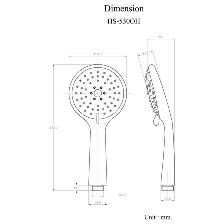 หัวฝักบัวสายอ่อน 3 ระดับ HANG HS-530OH สีโครม_1