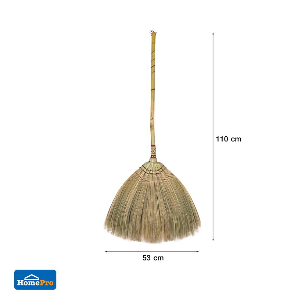 ไม้กวาดดอกหญ้าก้านถัก ปลายด้ามไม้ ACCO