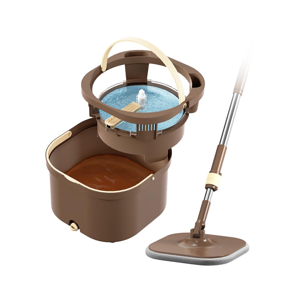 ชุดอุปกรณ์ถังปั่นพร้อมไม้ม็อบ POWER GREEN ICON สีน้ำตาล