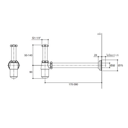ท่อน้ำทิ้งอ่างล้างหน้ากระปุก ENGLEFIELD K-16953X-CP 39 ซม._2
