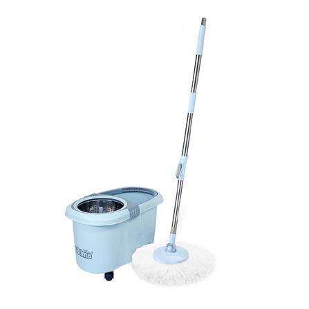 ชุดอุปกรณ์ถังปั่นพร้อมไม้ม็อบ WILMA 4 WHEELS สีฟ้า