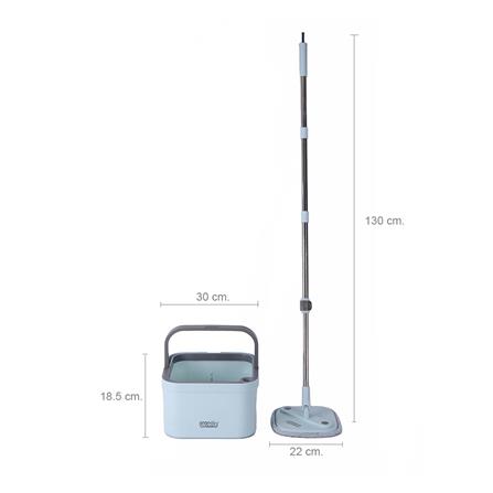 ชุดอุปกรณ์ถังปั่นพร้อมไม้ม็อบ WILMA SEPARATE WATER สีฟ้า_8