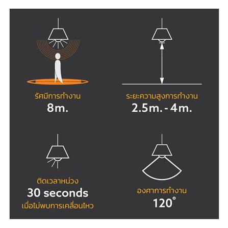 หลอด LED LAMPTAN MOTION SENSOR 12 วัตต์ WARM WHITE E27_5