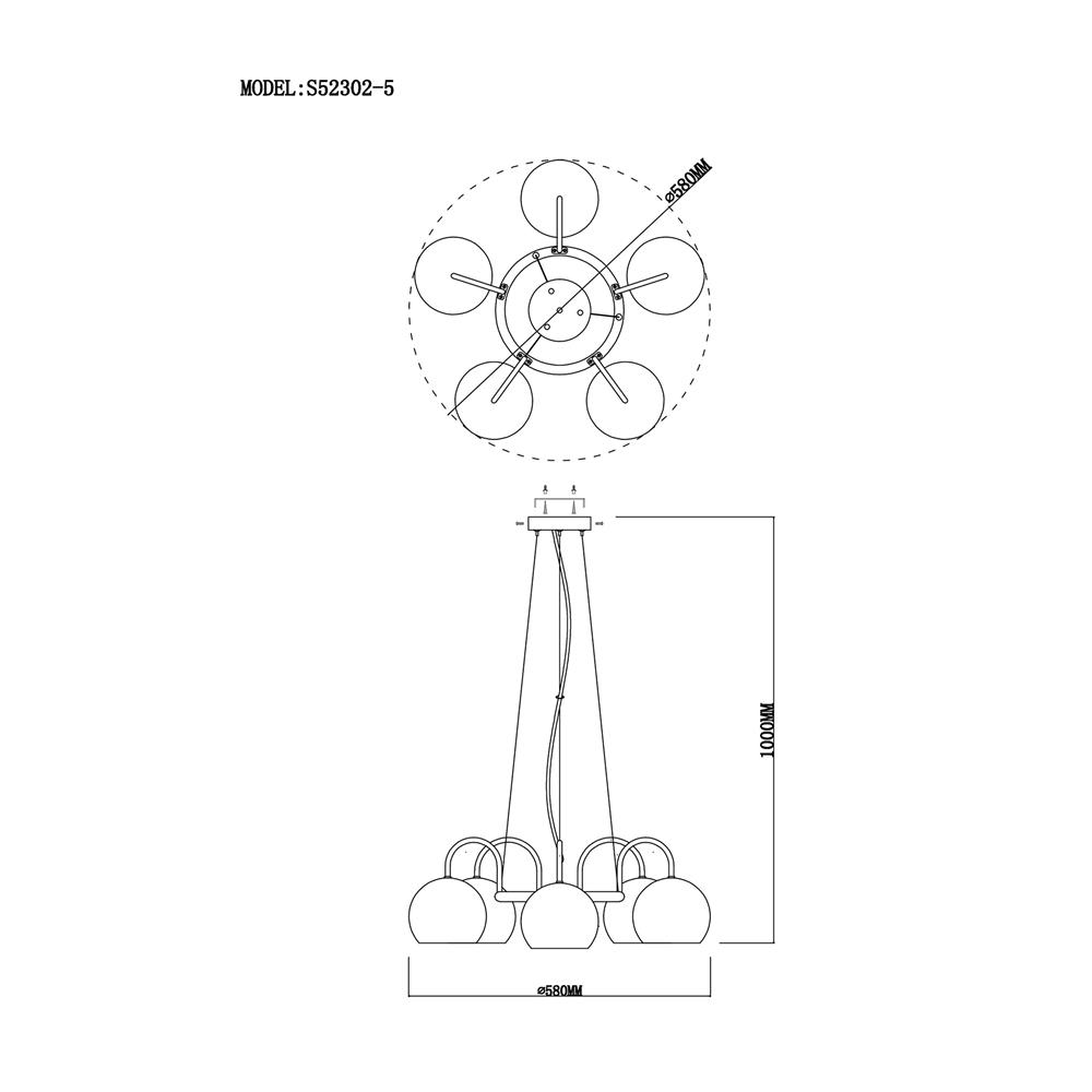 ไฟช่อ CARINI S52302-5 สีเงิน 5 หัว