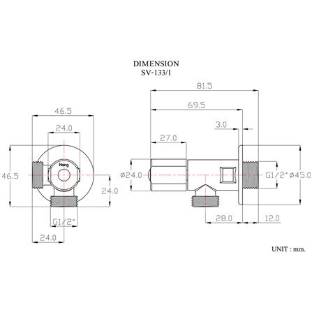 สต๊อปวาล์ว 2 ทาง HANG SV-133/1 สีโครม_1