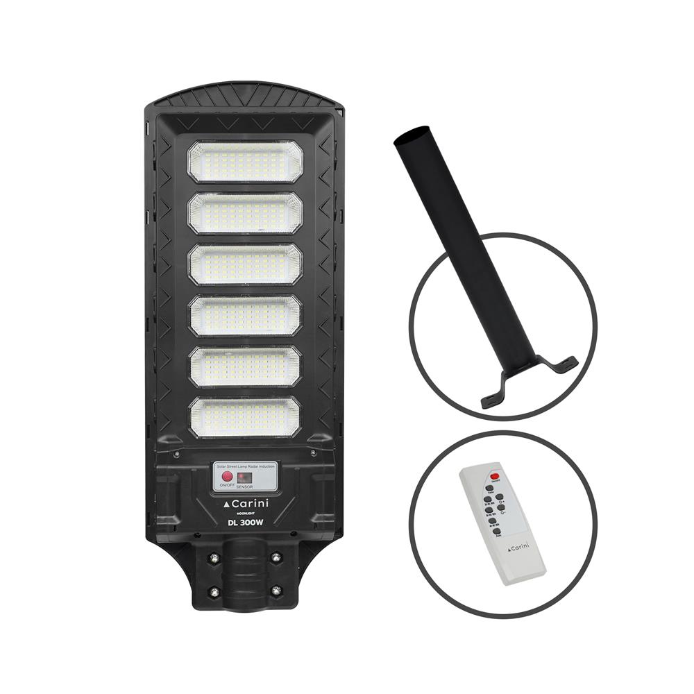 ไฟถนน SOLAR CARINI MOONLIGHT 300 วัตต์ DAYLIGHT สีดำ