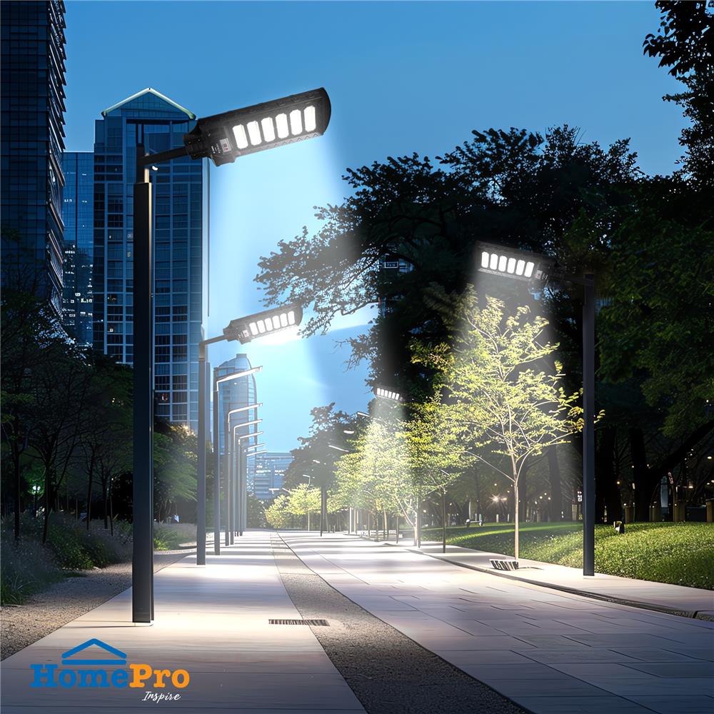 ไฟถนน SOLAR CARINI MOONLIGHT 300 วัตต์ DAYLIGHT สีดำ