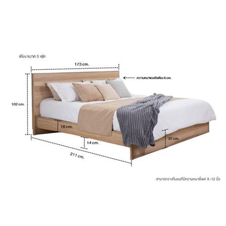 เตียง 5 ฟุต KONCEPT TIMBUR 19215546 สีลินด์เบิร์กโอ๊ค_6