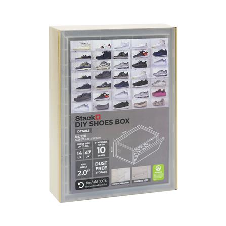 กล่องรองเท้าเปิดข้าง STACKO D.I.Y MAGNETIC LOCK 37x28x18.3 ซม. สีใส_3
