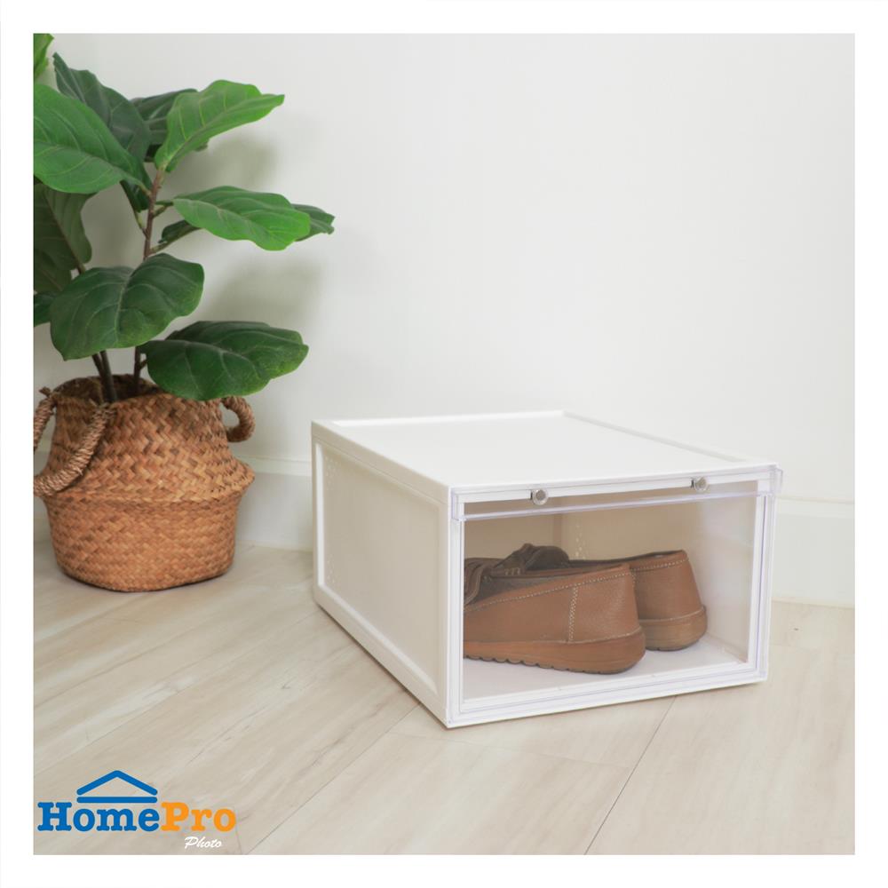 กล่องรองเท้า STACKO D.I.Y MAGNETIC LOCK MONO 28x37x18.3 ซม. สีขาว