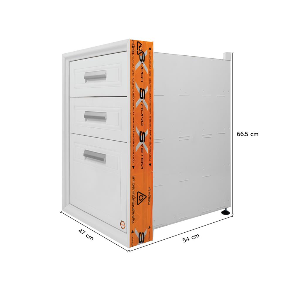 ตู้ลิ้นชัก 3 ชั้น SUPER L 47x66.5 ซม. สีขาว
